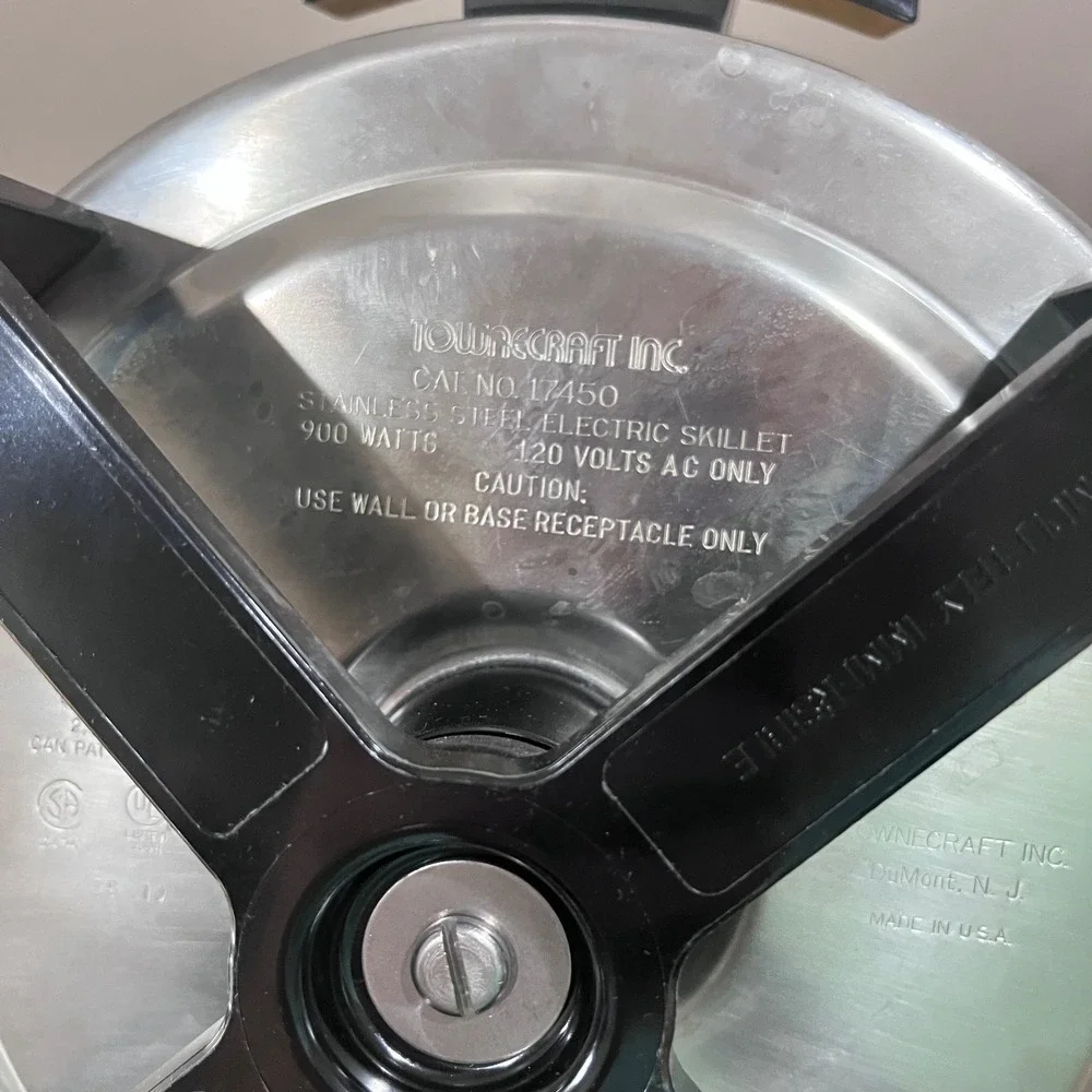 Vtg Miss Electra Table Chef Electric‎ Skillet MCM Stainless Steel Frying Pan 11
